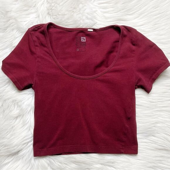 Nollie Short Sleeve Crop Top Maroon Size XS - Picture 1 of 3